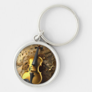 Porte-clés Harmonie d'or : Violon Vintage sur des notes chato