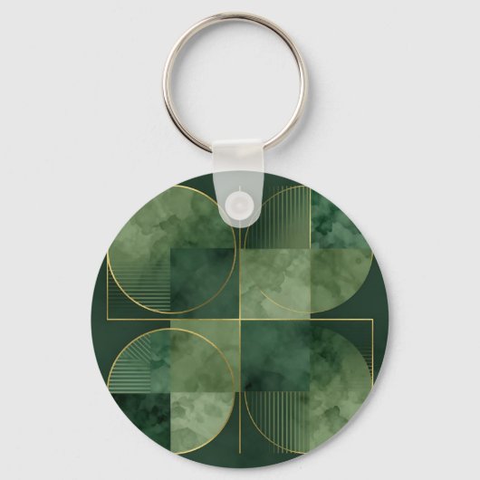 Porte-clés Harmonie Géométrique Or Émeraude (Recto)