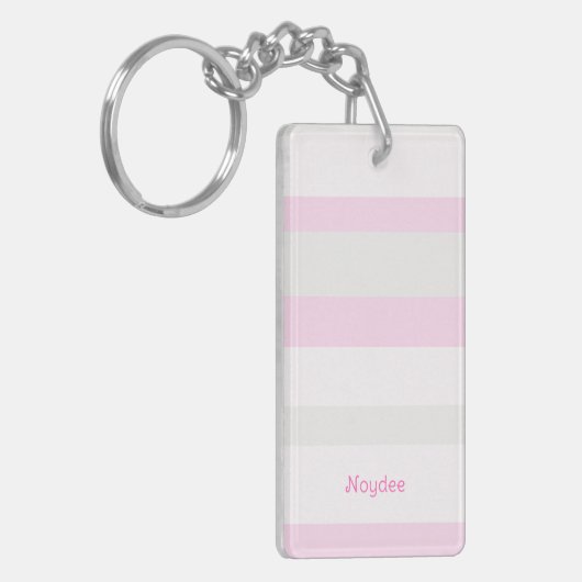 Porte-clés Harmony Stripes Horizontal Lines Grey Pink White (Devant gauche)