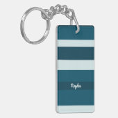 Porte-clés Harmony Stripes Horizontal Lines Sea Blue White (Devant gauche)
