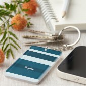 Porte-clés Harmony Stripes Horizontal Lines Sea Blue White (Devant droit)
