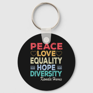 Porte-clés Harris Peace Love Equality Hope Diversity Retro