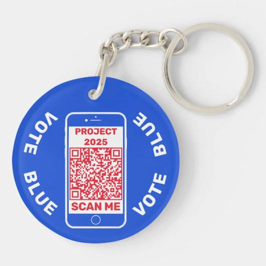Porte-clés Harris Walz Vote Blue 'Stop Project 2025 ! ' Code  (Dos)