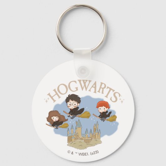 Porte-clés HARRY POTTER™, Hermione & Ron Fly Over HOGWARTS™ (Recto)