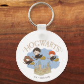 Porte-clés HARRY POTTER™, Hermione & Ron Fly Over HOGWARTS™ (Recto)