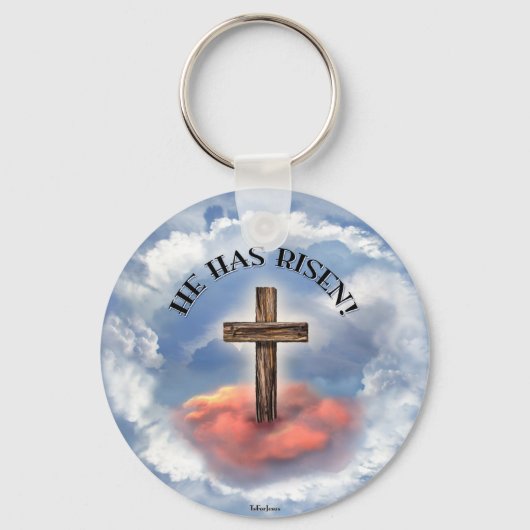 Porte-clés Has Risen Rugged Cross With Clouds (Recto)