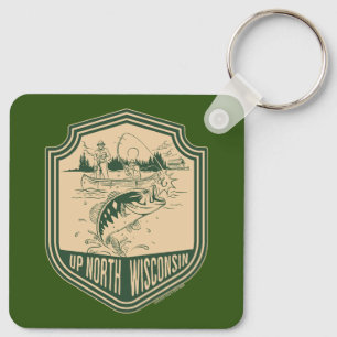 Porte-clés Haut du Wisconsin Nord Badge de pêche