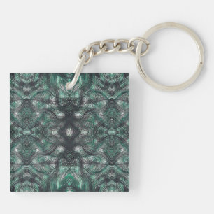 Porte-clés Hauteurs Art Abstrait Aquarelle Vert Foncé