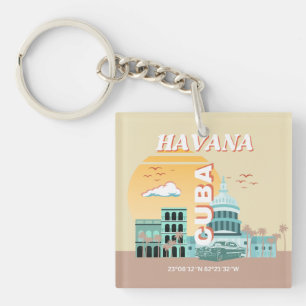Porte-clés Havana Cuba Retro Art Voyage