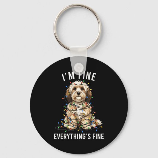 Porte-clés Havanese Christmas I'm Fine Everything Is Fine  (Recto)