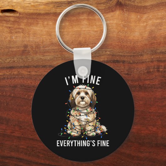 Porte-clés Havanese Christmas I'm Fine Everything Is Fine  (Recto)