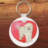 Porte-clés Havanese / Westie Mix Saint-Valentin (Recto)