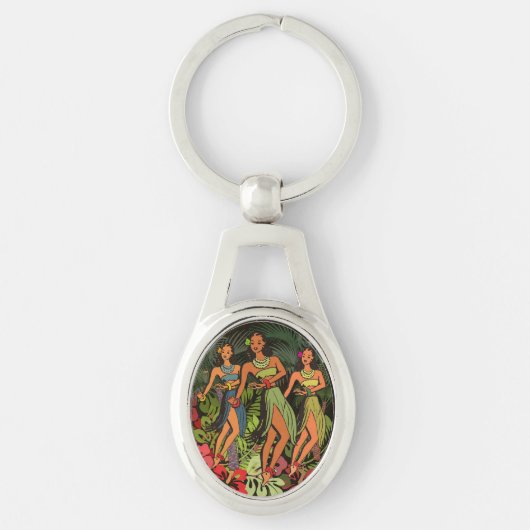 Porte-clés Hawaii Aloha Palm Hula Art Design (Devant)