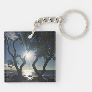 Porte-clés Hawaii Arbres éclairés soleil Ocean Shore Photogra