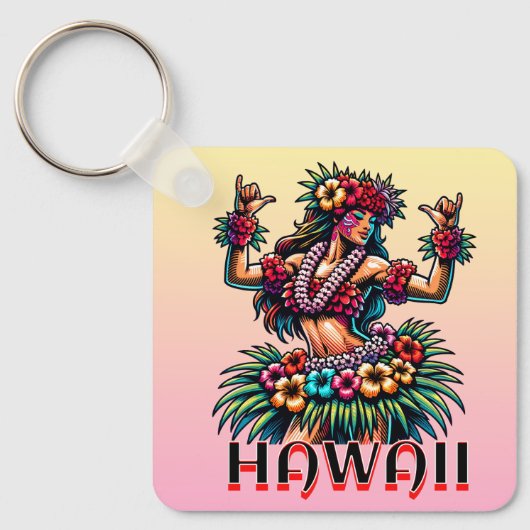 Porte-clés Hawaii | Hawaiian Hula Dancer Personnalisé (Recto)
