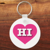Porte-clés Hawaii Hot Pink Heart - J'aime HI (Recto)