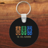 Porte-clés Hawaii Tiki Polynésien Big Kahuna Surfer Rétro Haw (Recto)