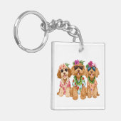 Porte-clés Hawaiian Goldendoodle Dogs Flower Lei (Devant gauche)