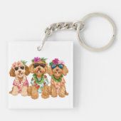 Porte-clés Hawaiian Goldendoodle Dogs Flower Lei (Dos)