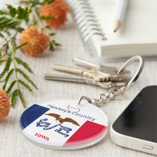 Porte-clés Hawkeyes Iowa avec indicateur initial