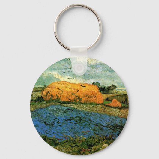 Porte-clés Haystacks Under a Rainy Sky par Vincent van Gogh (Recto)