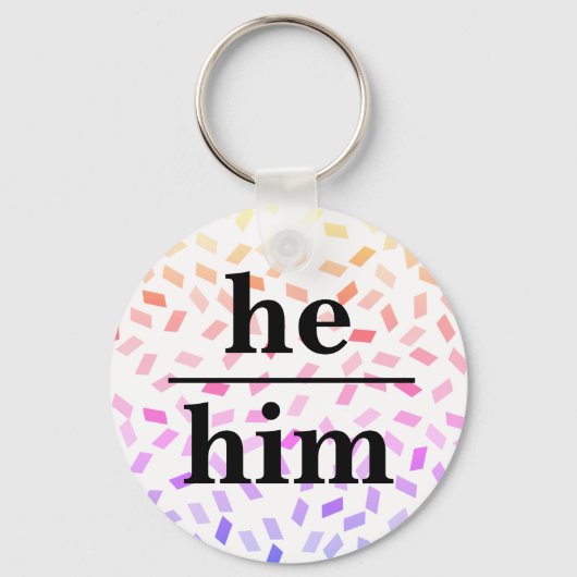 Porte-clés He him pastel rainbow sprinkles pronoun keychain (Recto)