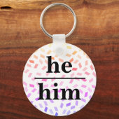 Porte-clés He him pastel rainbow sprinkles pronoun keychain (Recto)