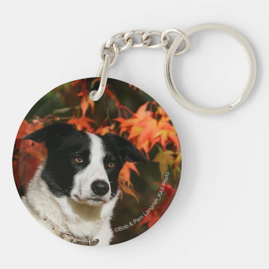 Porte-clés Headshot d'automne de border collie (Dos)