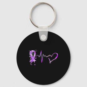 Porte-clés Hearbeat Purple Ribbon Pancreatic Cancer Awards