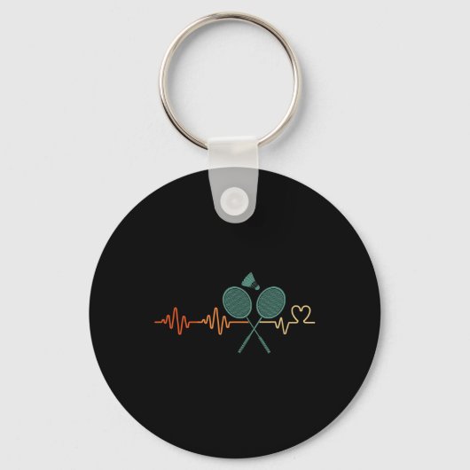 Porte-clés Hearbeat Volant de badminton Racket Retro Player G (Recto)