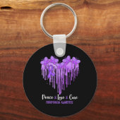 Porte-clés Heart Peace Love Cure Fibromyalgie Sensibilisation (Recto)