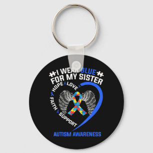 Porte-clés Heart Ribbon I Wear Blue