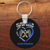 Porte-clés Heart Ribbon I Wear Blue (Recto)