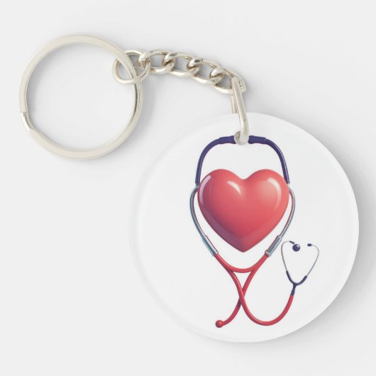 Porte-clés Heart & Stethoscope Keychain | Gift for Nurses & D (Devant)