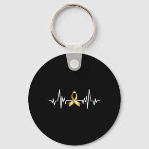 Porte-clés Heartbeat Avec Gold Ribbon Children Cancer Award