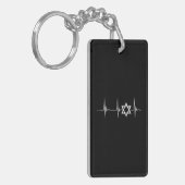 Porte-clés Heartbeat EKG Pulse Star De David Hanoukka Juif (Devant gauche)