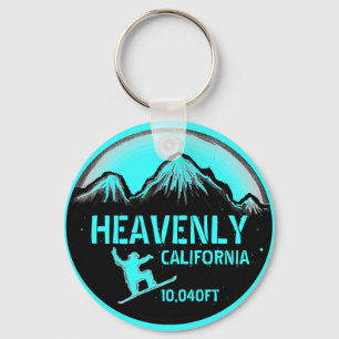 Porte-clés Heavenly California teal snowboard art keychain