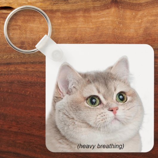 Porte-clés Heavy Breathing Cat Meme Double Sided Keychain (Recto)