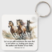 Porte-clés Hébreux 12:1 Courir avec Endurance Cheval Bible Ve (Dos)