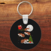 Porte-clés Hedgehog Santa Sleigh Flying Funny Magical Christm (Recto)