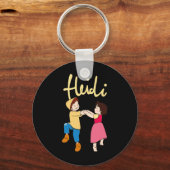 Porte-clés Heidi Et Peter Dansent Avec Logo Caricature Jaune (Recto)