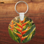 Porte-clés Heliconia Orange Tropical Fleur Heure Dorée  (Recto)