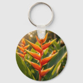 Porte-clés Heliconia Orange Tropical Fleur Heure Dorée  (Verso)