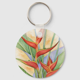 Porte-clés Heliconia Rouge Florale Peinture de fleurs tropica