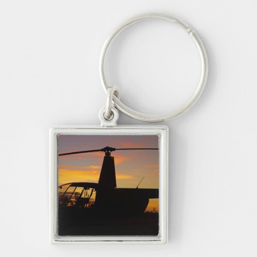 Porte-clés hélicoptère Robinson R44 au coucher du soleil (Devant)