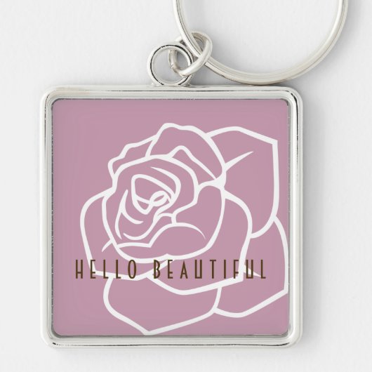 Porte-clés Hello Beautiful - Rose rose chic moderne (Devant)