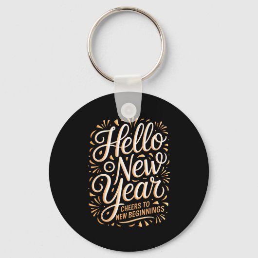 Porte-clés Hello New Year Cheers To New Beginnings Celebratio (Recto)