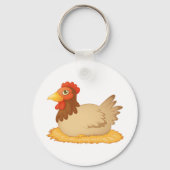 Porte-clés Hen assis sur le nid mûre animal de ferme (Verso)