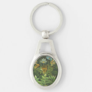 Porte-clés Henri Rousseau Jungle Tropical Lion Impression Vin