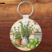 Porte-clés Herbes fraîches de cuisine aquarelle (Verso)